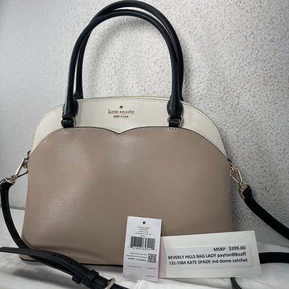 KATE SPADE -NWT $355.00 - MSRP $399.00 - PAYTON MD DOME SATCHEL - BLK SAFF